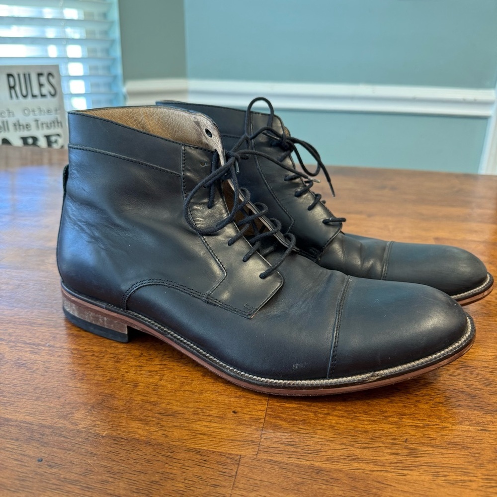 Johnston & Murphy Raleigh Cap Toe black leather Boots men’s 10.5